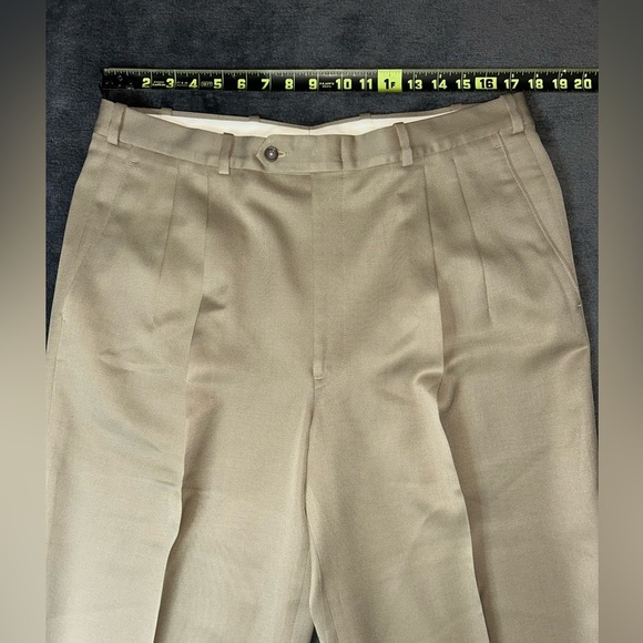Nordstrom JB Britches Size 36W Khaki Pleated Front Business Wedding Dress Pants - Picture 4 of 11